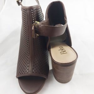 REBA brown leather cutout sandal booties